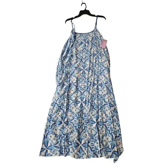 NWT Women's Strappy Maxi Nightgown – Blue & White – Joyspun Sleepwear 2X - Picture 4 of 6